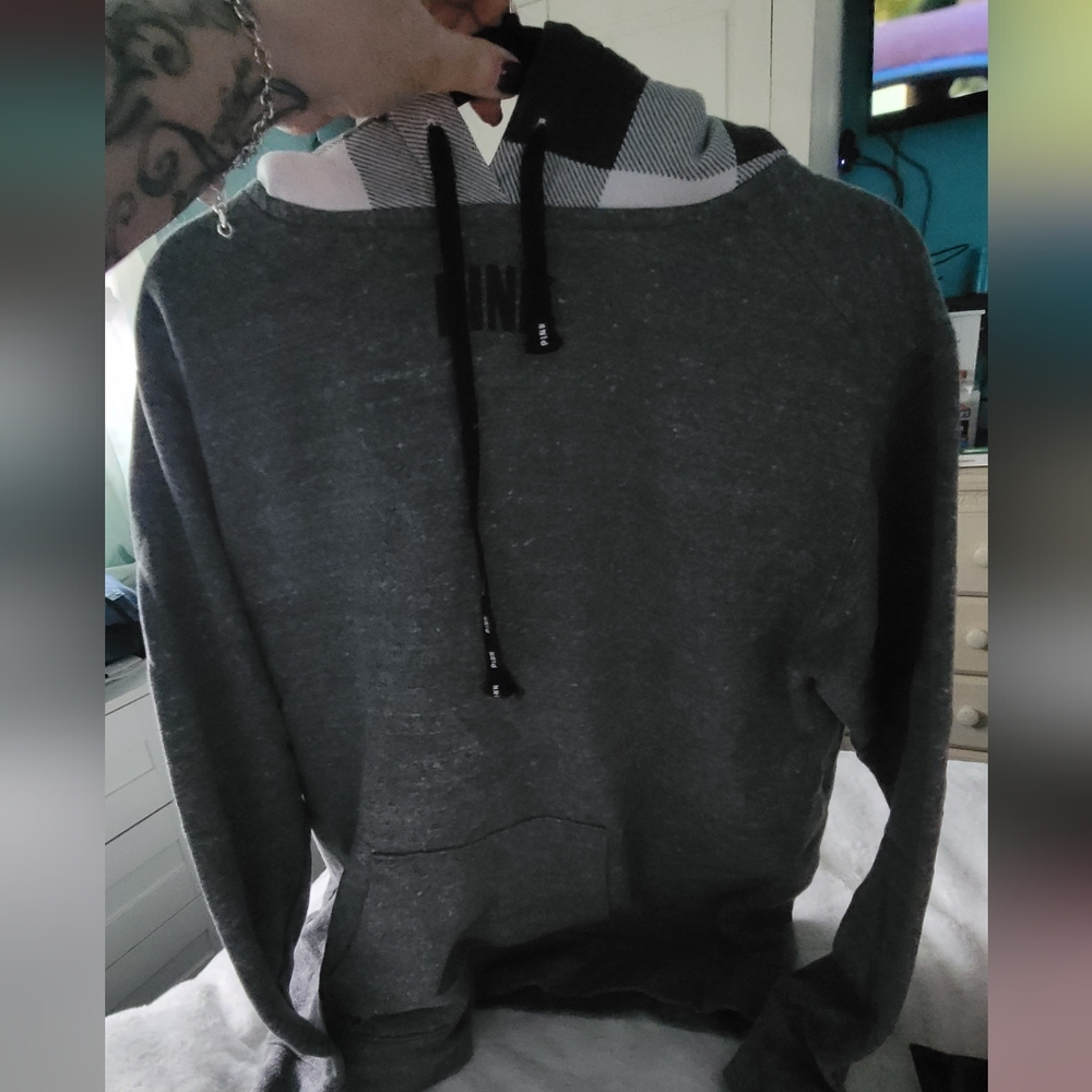 PINK/Victorias Secret Gray Hoodie Sz Med